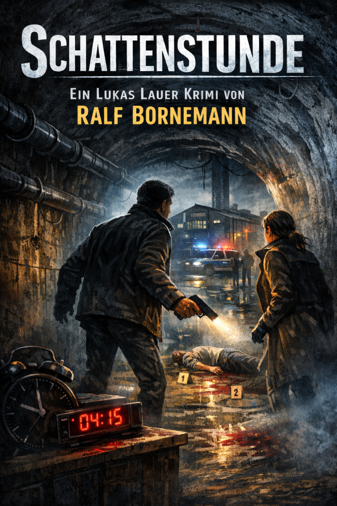 Buchcover des Krimis Schattenstunde von Ralf Bornemann – Ein Lukas Lauer Fall.