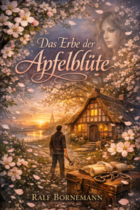 Illustriertes Cover des E-Books Das Erbe des Gravensteiners mit einem blühenden Apfelbaum im Mondlicht.